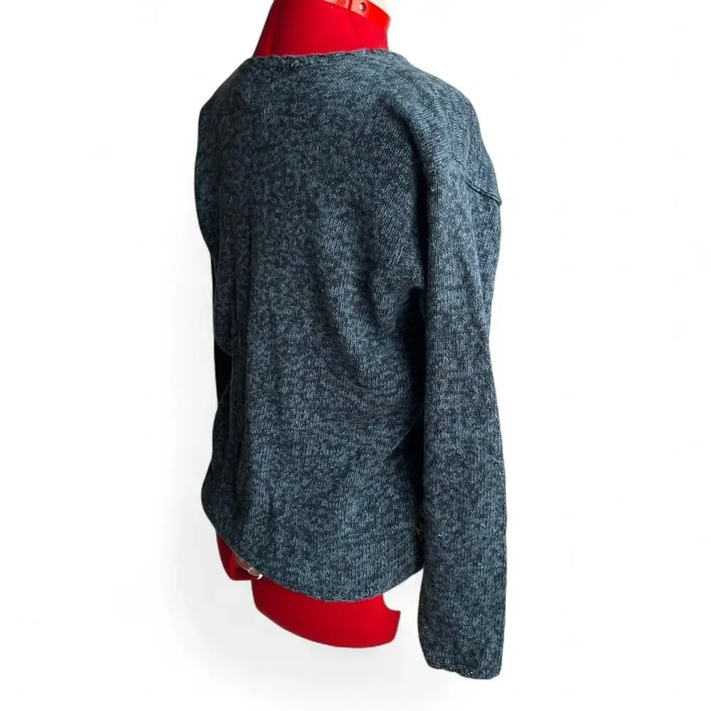 Vintage 1997 Heirloom Collectibles Blue Cardigan Sweater Mushroom Embroidery - Picture 4 of 8